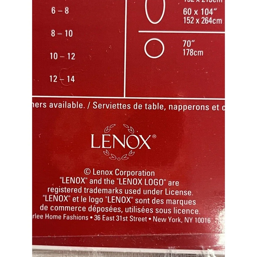 Lenox Holiday Nouveau Plaid Ribbon 52x70” Tablecloth NEW